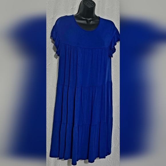 Sweet Lovely by Jen Dresses & Skirts - Sweet Lovely by Jen, Women’s Royal Blue Flutter Sleeve Ruffle Tiered Dress Sz S